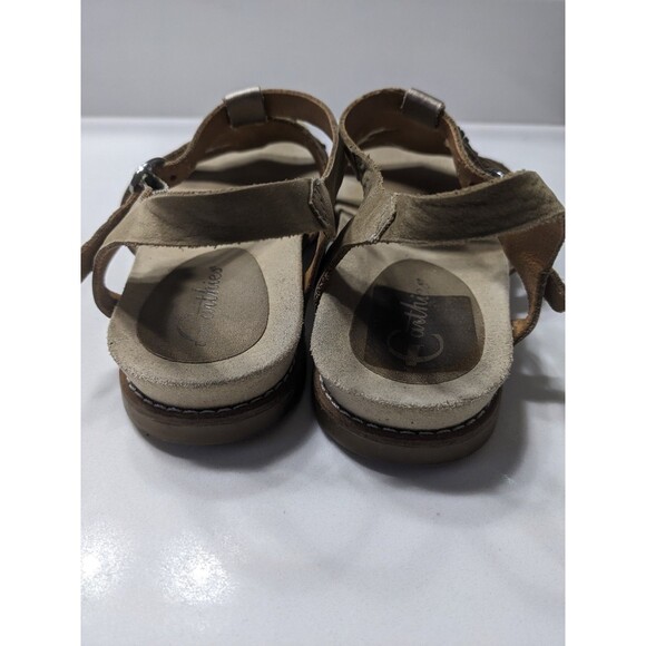 Earthies Brown Leather StrapOn Sandals Sz 7B Bello Olive Brown Beaded Design - Picture 2 of 14